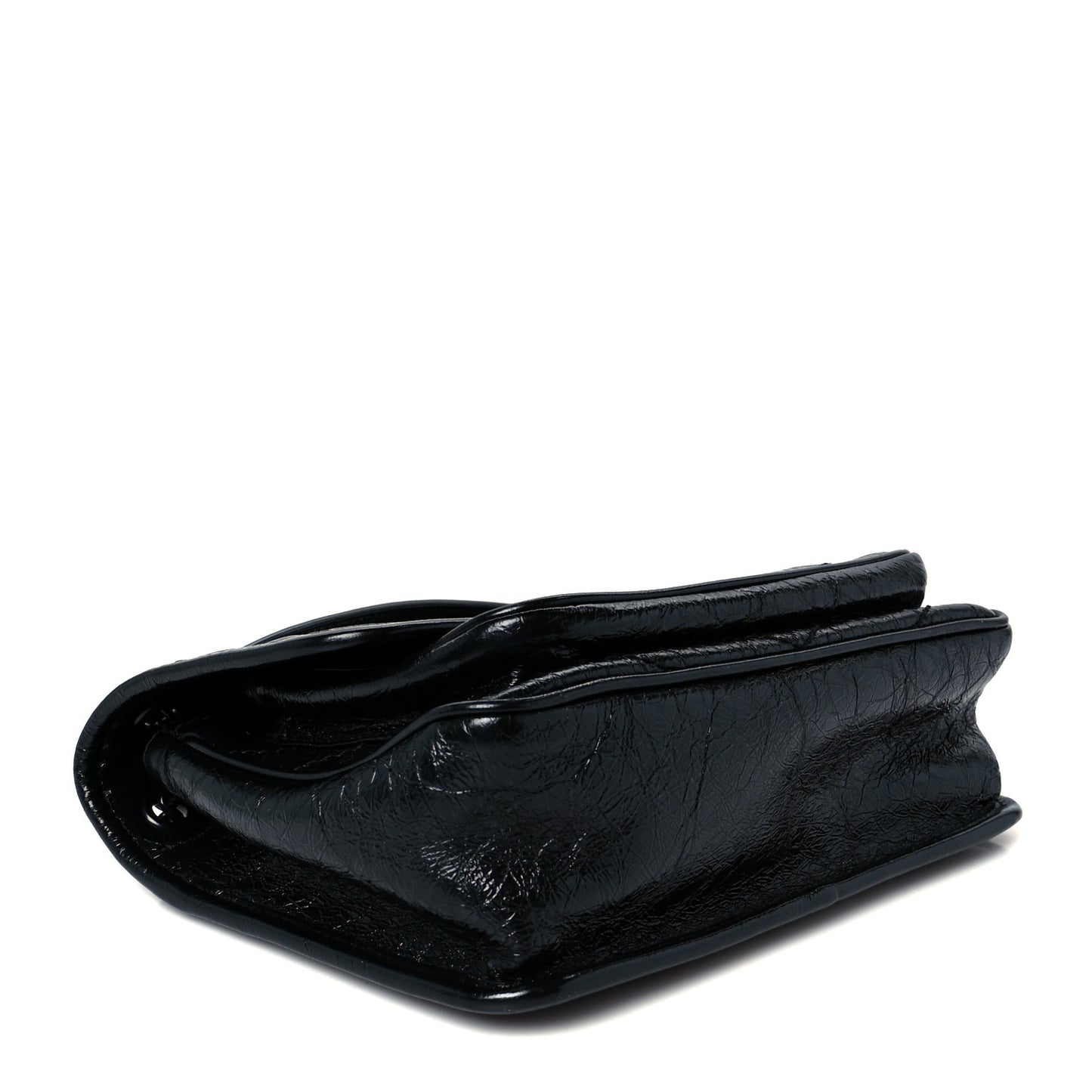 Crinkled Calfskin Matelasse Monogram Baby Niki Chain Satchel Black