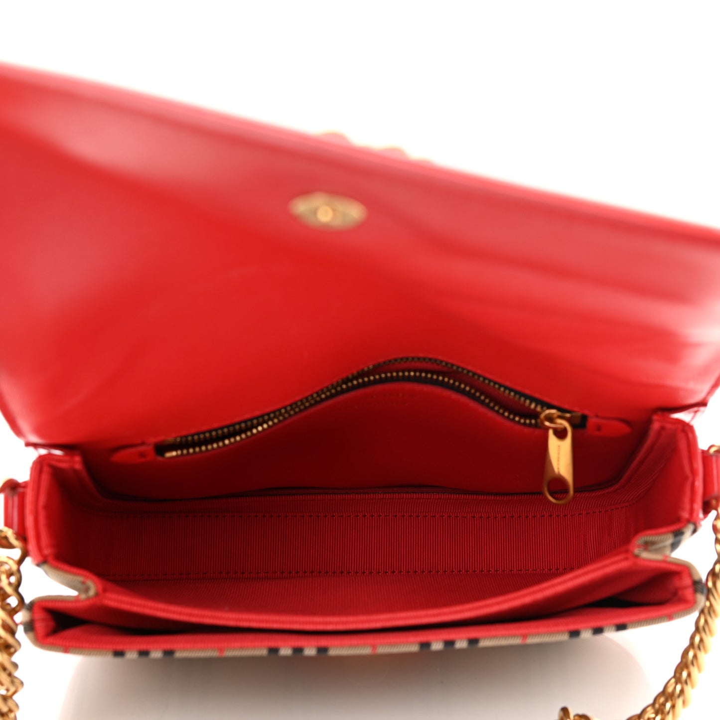 Patent 1983 Knight Check Link Shoulder Bag Bright Red