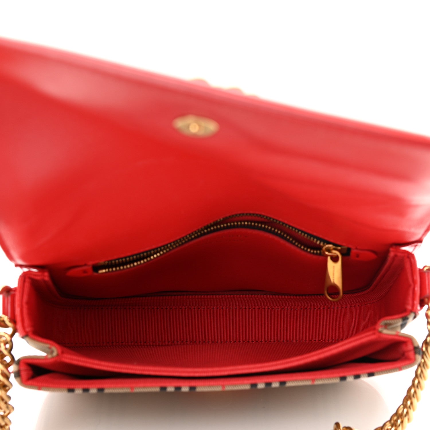 Burberry Patent 1983 Knight Check Link Shoulder Bag Bright Red 5 of 9