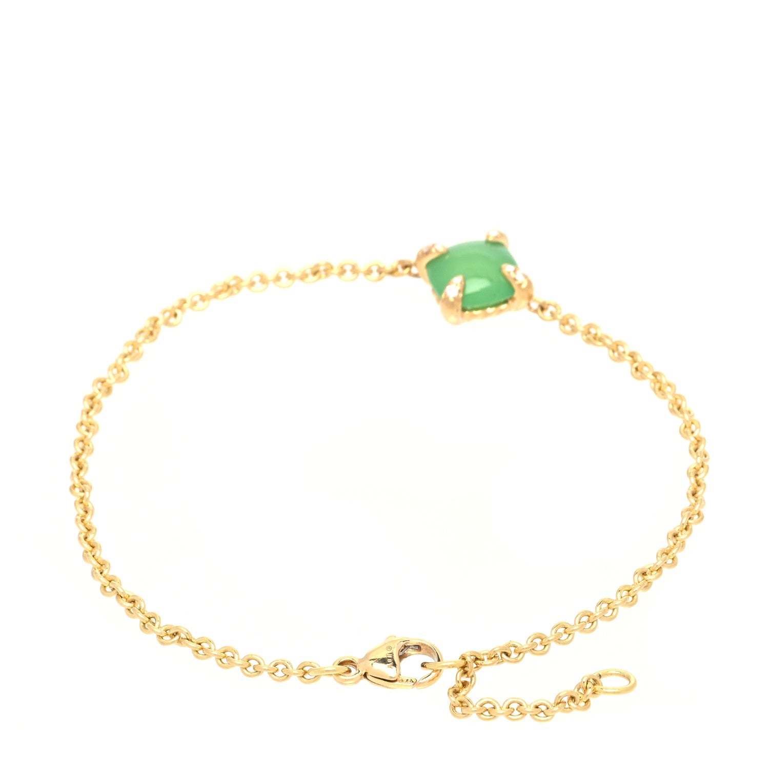 David Yurman 18K Yellow Gold Diamond Chrysoprase 8mm Chatelaine Bracelet 2 of 5