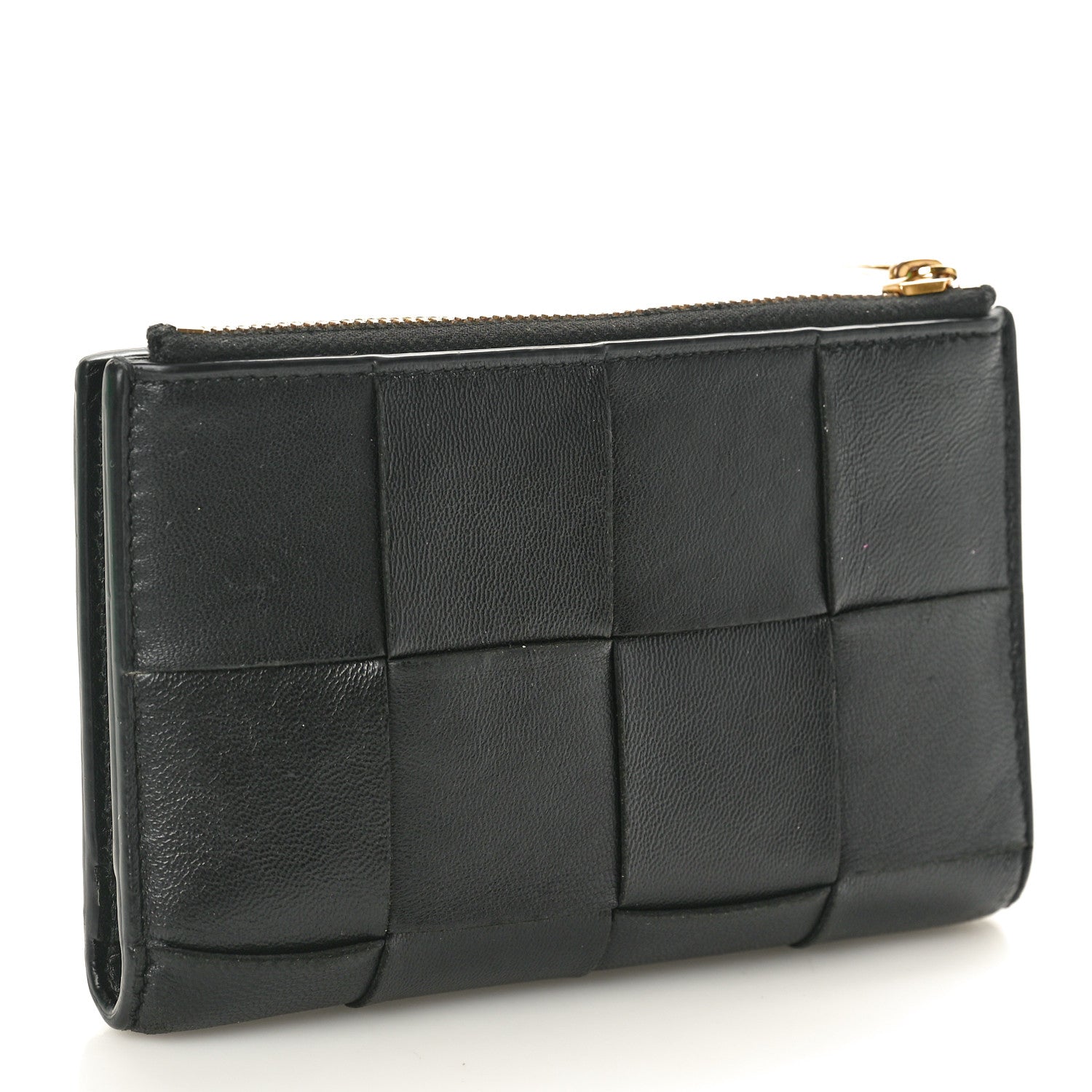 Bottega Veneta Nappa Maxi Intrecciato Medium Bi-Fold Zip Wallet Black 3 of 9