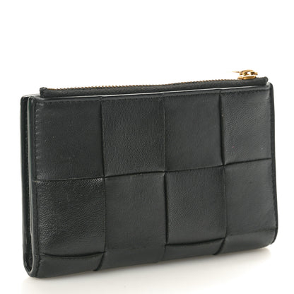 Bottega Veneta Nappa Maxi Intrecciato Medium Bi-Fold Zip Wallet Black 3 of 9