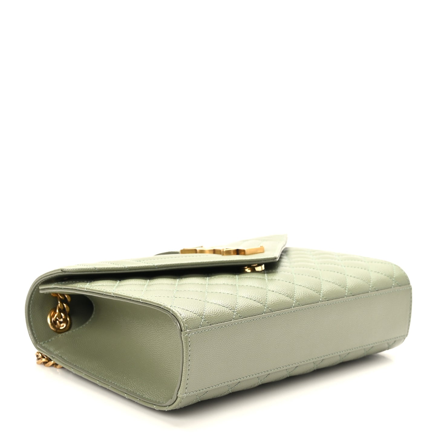 Grain De Poudre Textured Mixed Matelasse Triquilt Medium Monogram Satchel Light Sage
