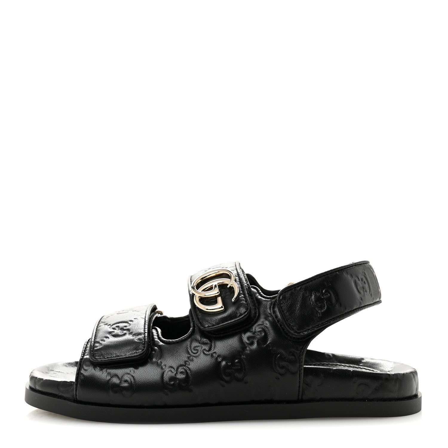 Gucci Guccissima GG Embossed Womens Sandals 36 Black 1 of 10