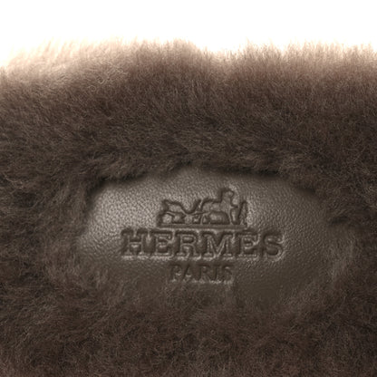 Hermes Woolskin Oran Sandals 37 Etoupe 9 of 10