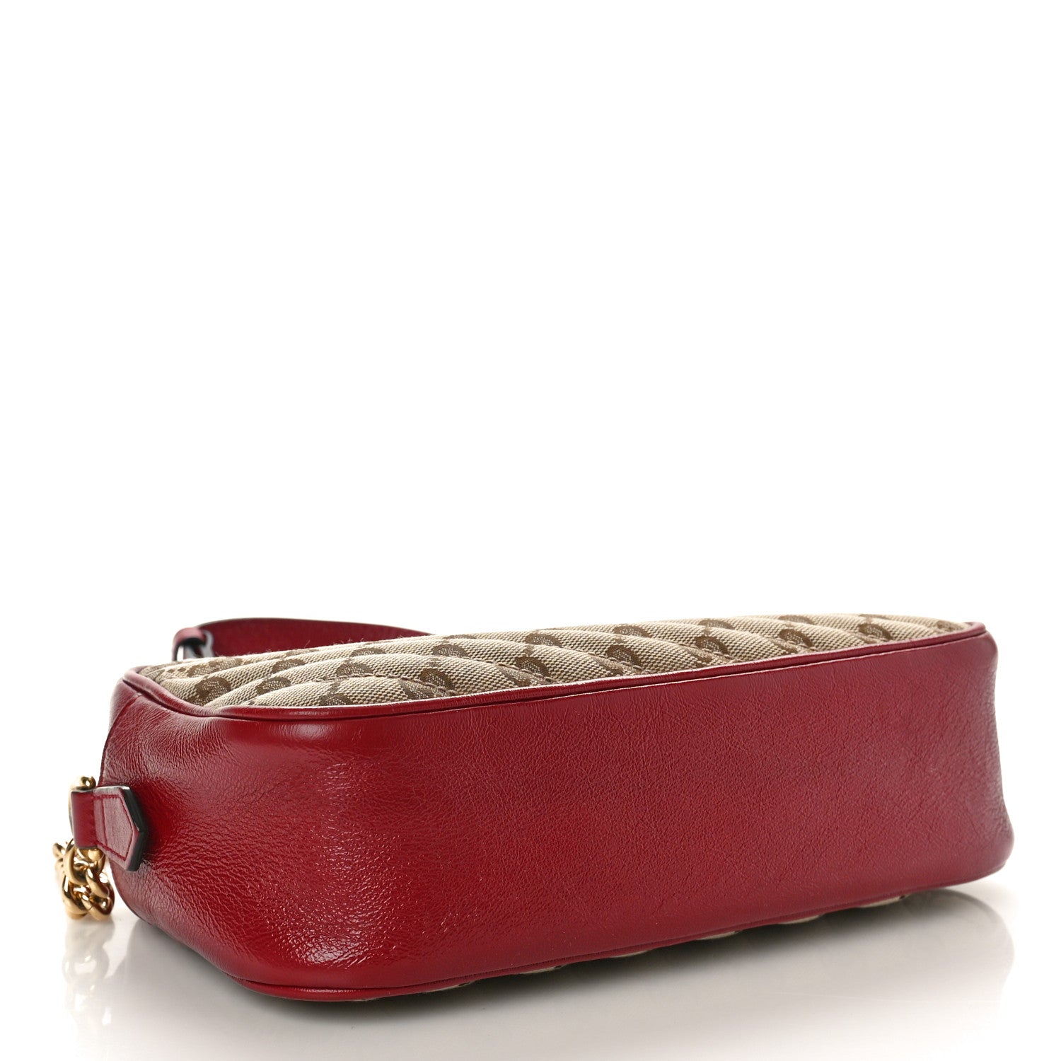 Gucci Monogram Azalea Calfskin Matelasse Diagonal Small GG Marmont Chain Shoulder Bag Beige Ebony New Cherry Red 4 of 13