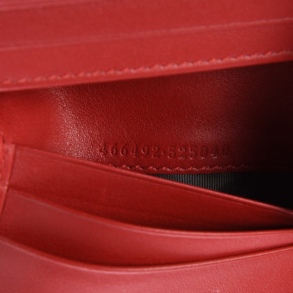 Gucci Calfskin Matelasse GG Marmont Card Case Wallet Hibiscus Red 8 of 9
