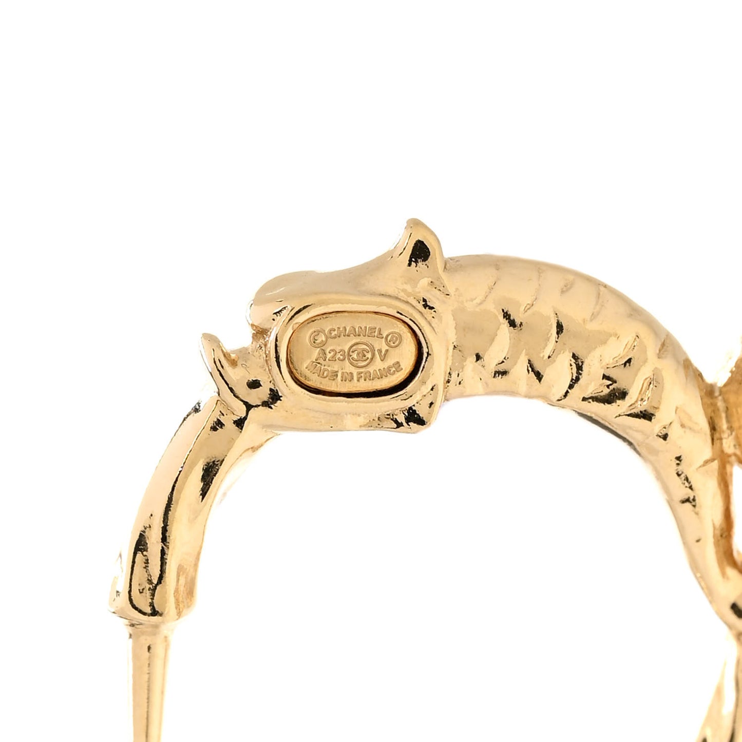 Metal Crystal Studded CC Hoop Drop Earrings Gold