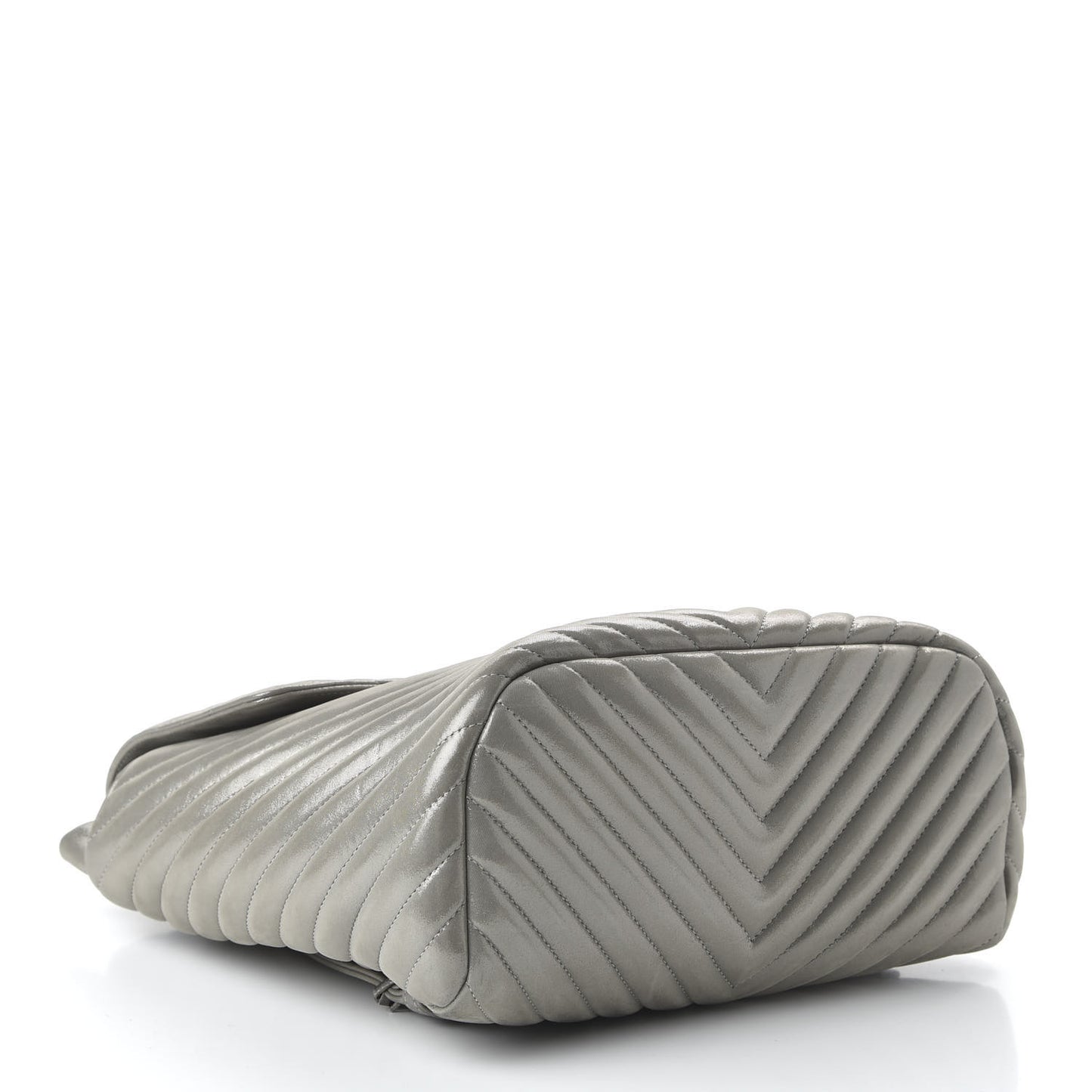 Metallic Iridescent Calfskin Chevron Quilted Small Urban Spirit Backpack Silver