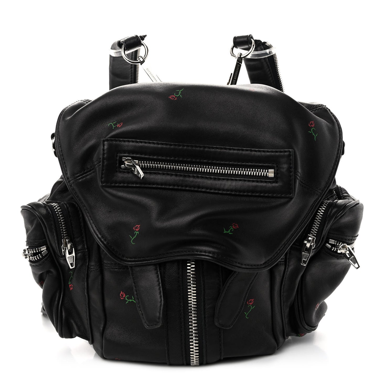 Lambskin Rose Studded Mini Marti Convertible Backpack Black Rhodium Hardware