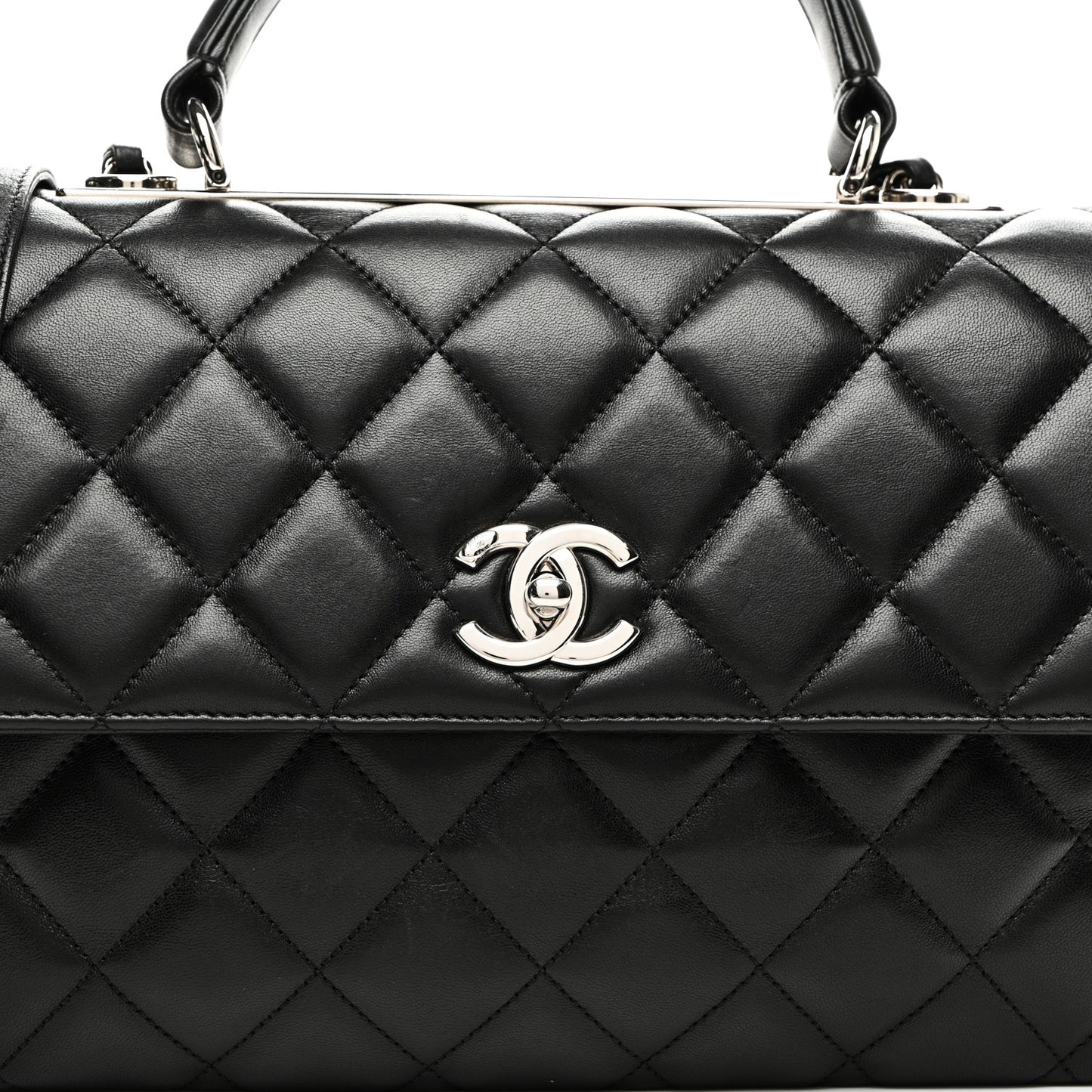Lambskin Quilted Medium Trendy CC Flap Dual Handle Bag Black