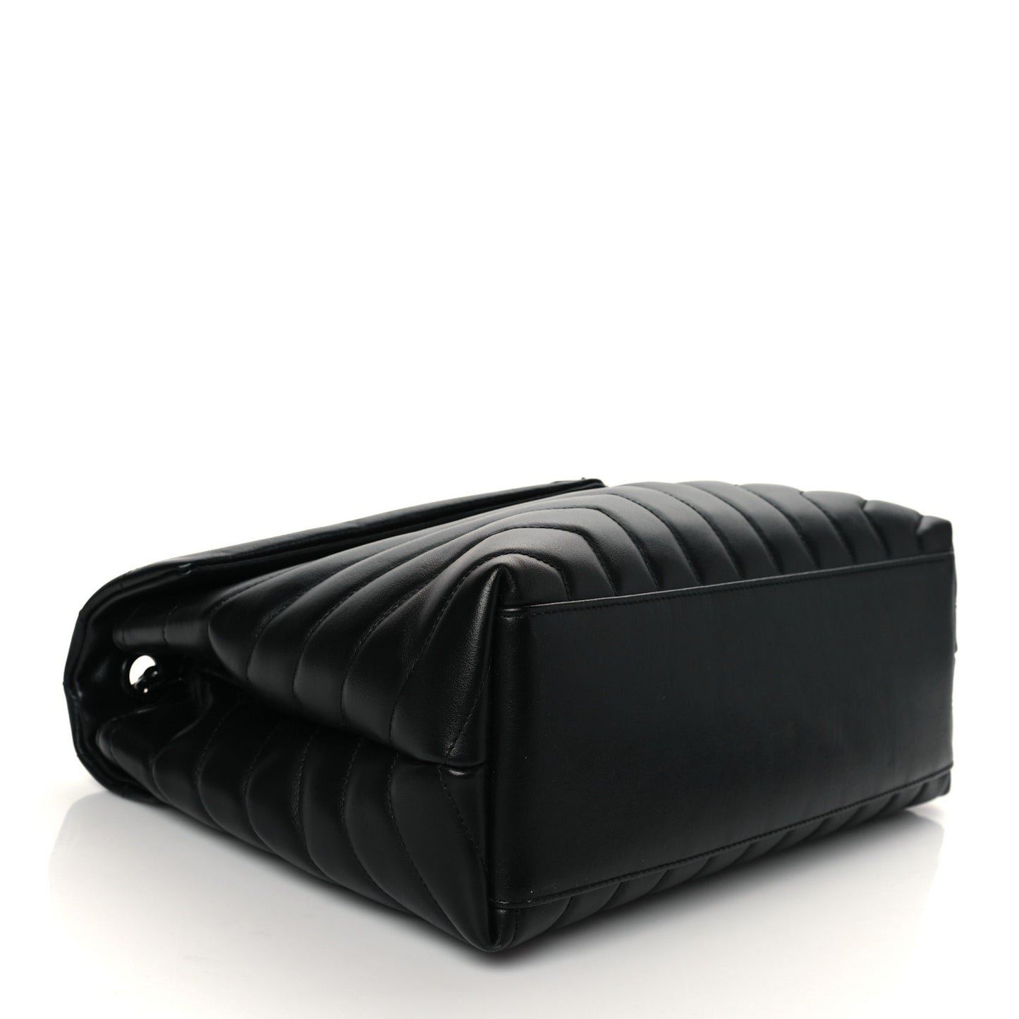 Calfskin Y Quilted Monogram Medium Loulou Chain Satchel Black