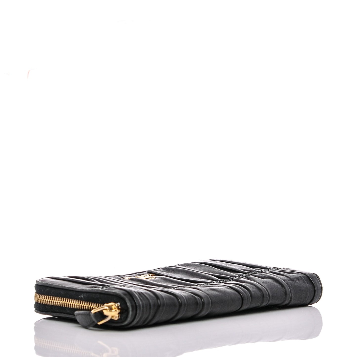 Nappa Gaufre Zip Around Wallet Nero Black