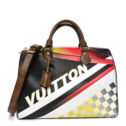 Louis Vuitton Epi Reverse Monogram Damier Race Speedy Bandouliere 30 Black Yellow 1 of 9