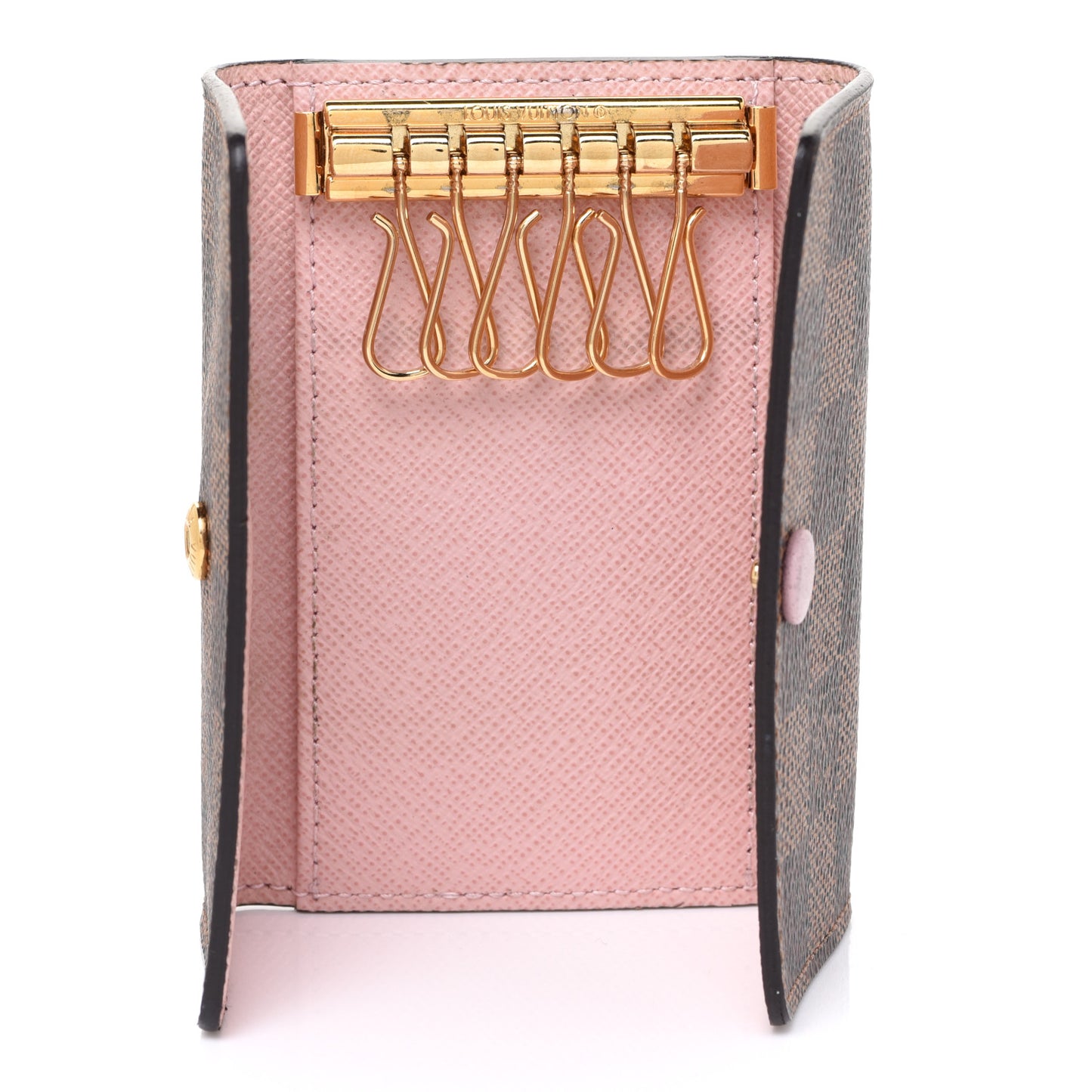 Damier Ebene Multicles 6 Key Holder Rose Ballerine
