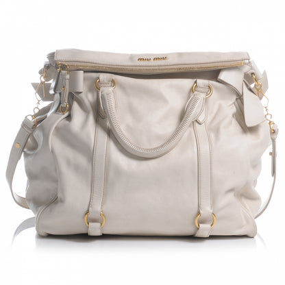 Miu Miu Vitello Lux Bow Bag Ivory 1 of 11