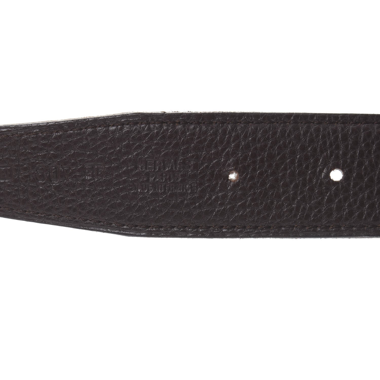 Hermes Box Togo 32mm H Belt Strap 80 Black Chocolate 3 of 8