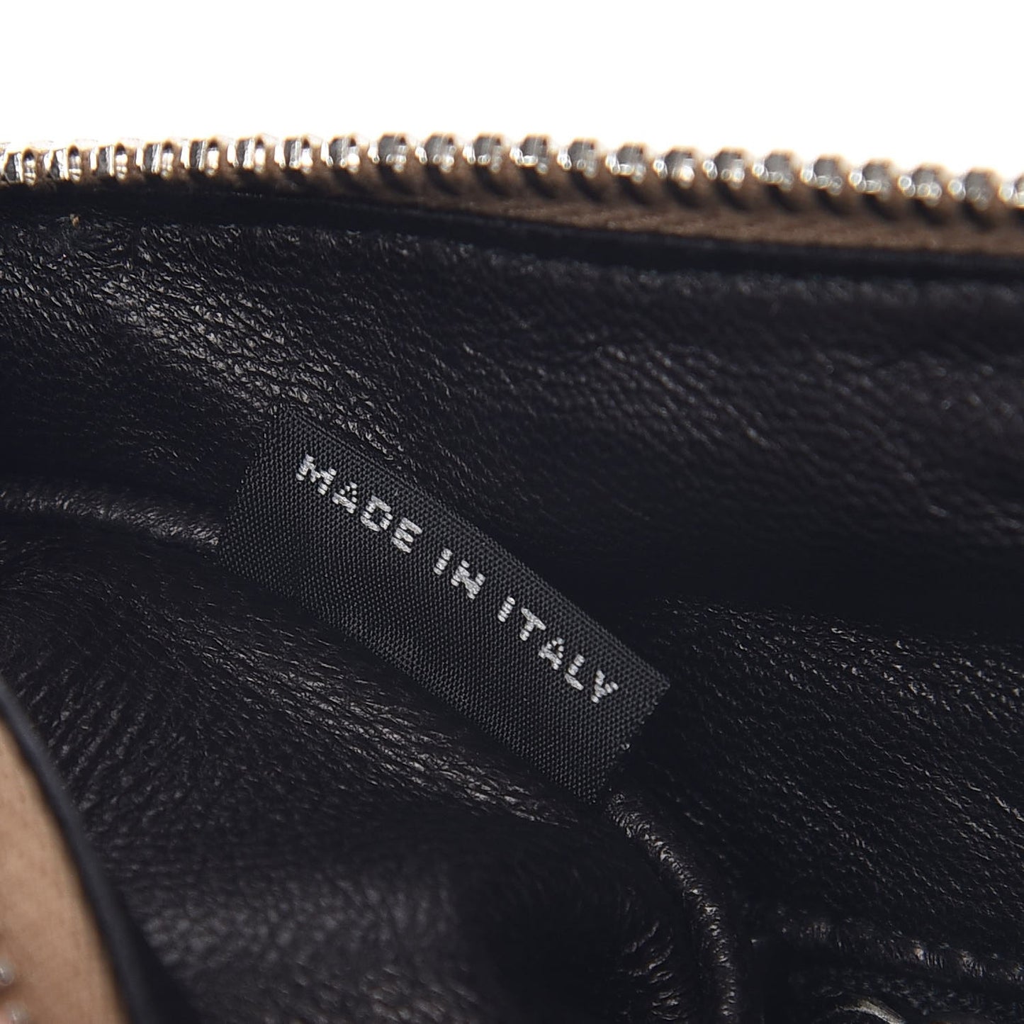 Soft Calfskin Studded Zip Clutch Caramel