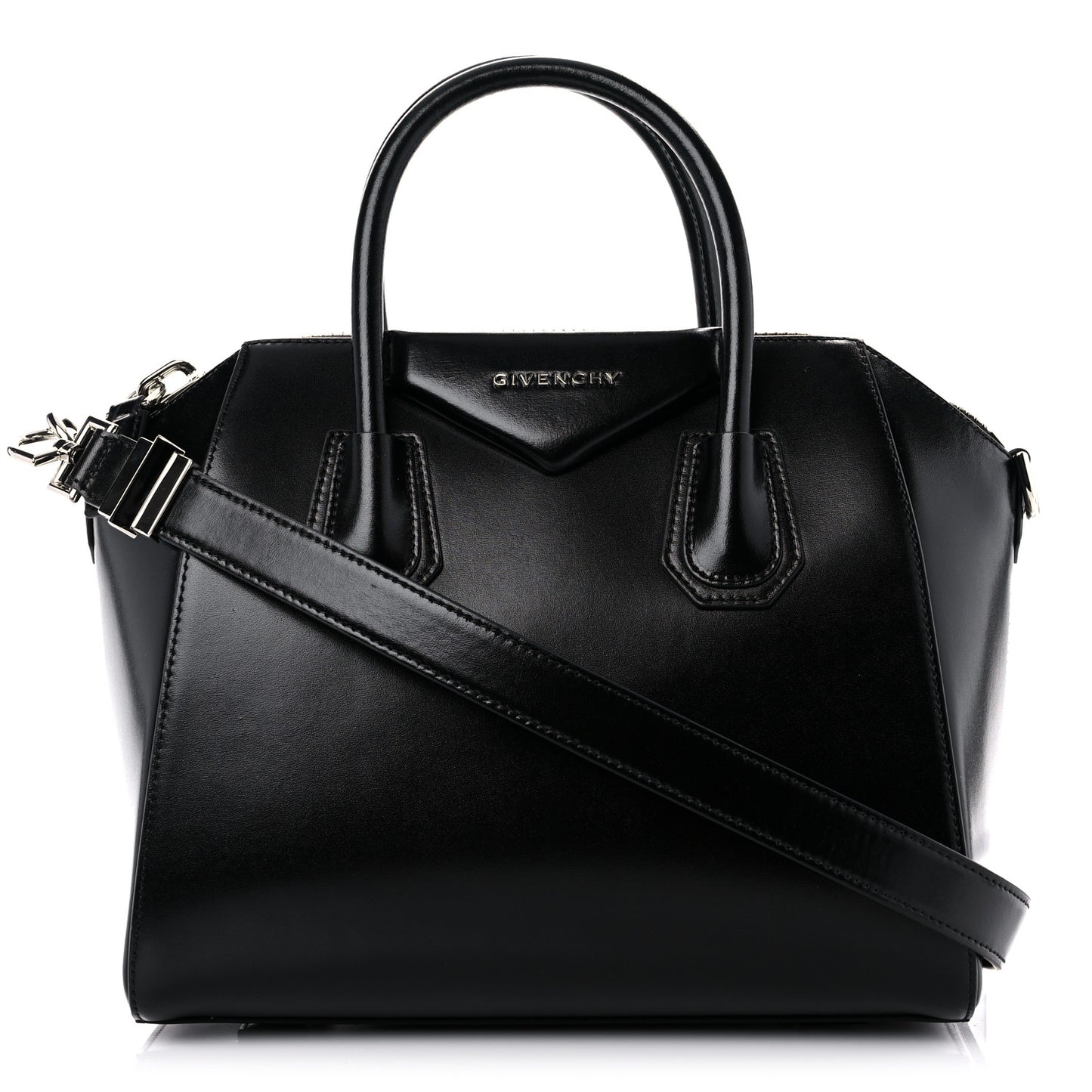 Shiny Lord Calfskin Small Antigona Black