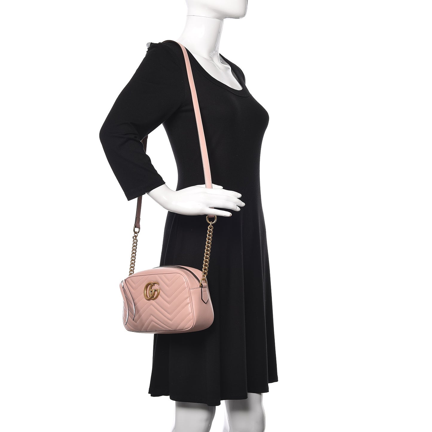 Calfskin Matelasse Small GG Marmont Chain Shoulder Bag Perfect Pink