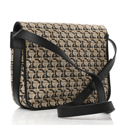 Salvatore Ferragamo Canvas Calfskin Gancini Messenger Black Beige 2 of 6