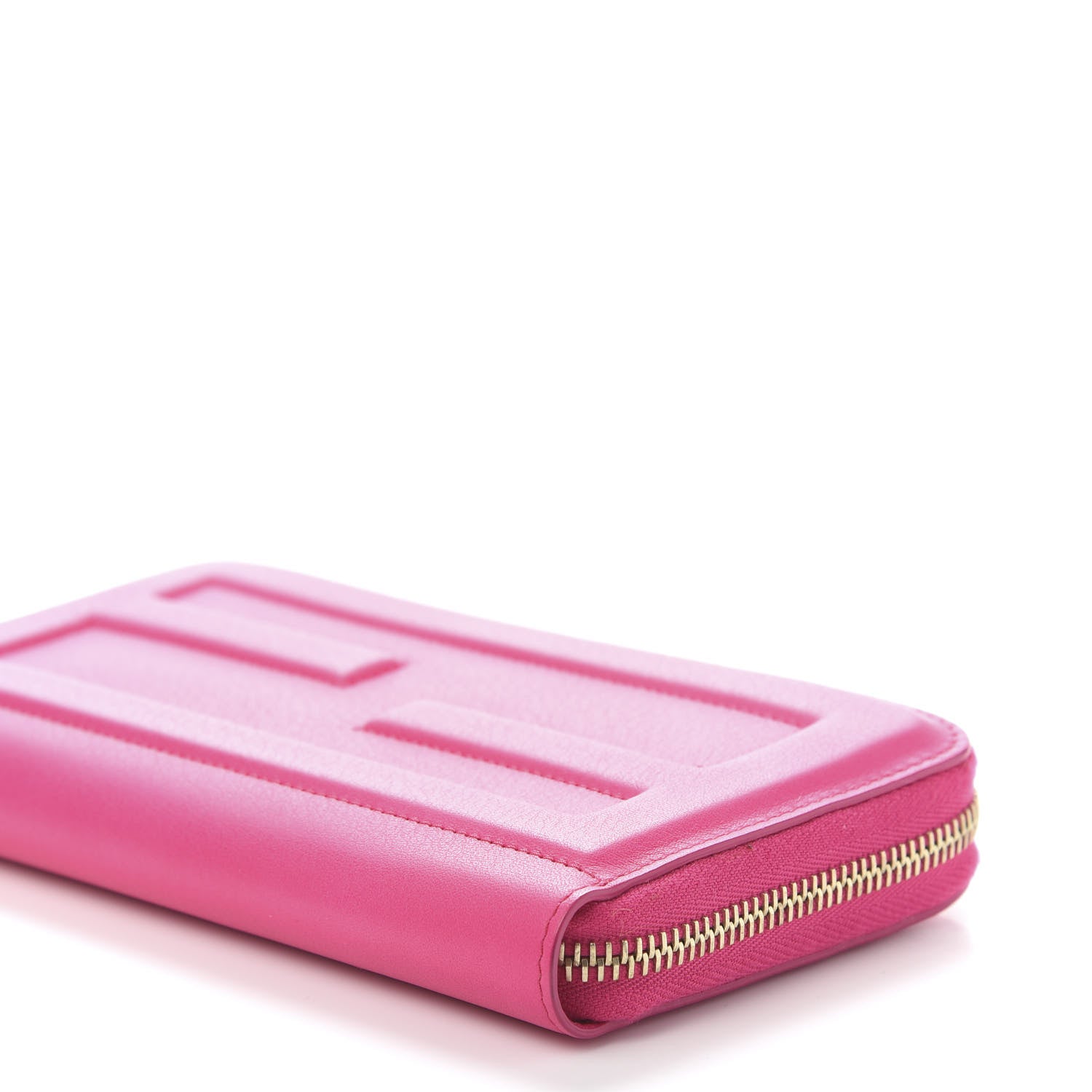 Fendi Vitello Flamingo Tube Zip Around Long Wallet Fuchsia 6 of 11
