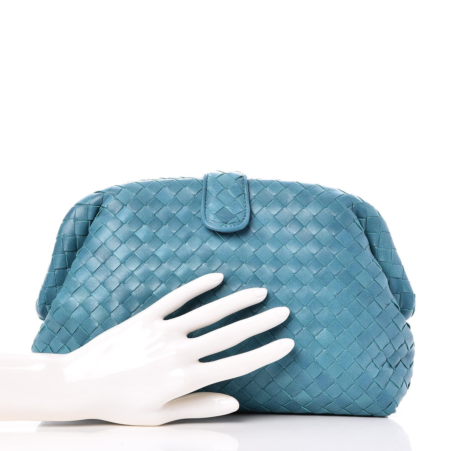Bottega Veneta Nappa Intrecciato The Lauren 1980 Clutch Aqua 2 of 8