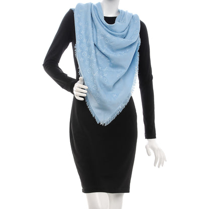 Louis Vuitton Silk Wool Monogram Shawl Blue Ciel 2 of 4