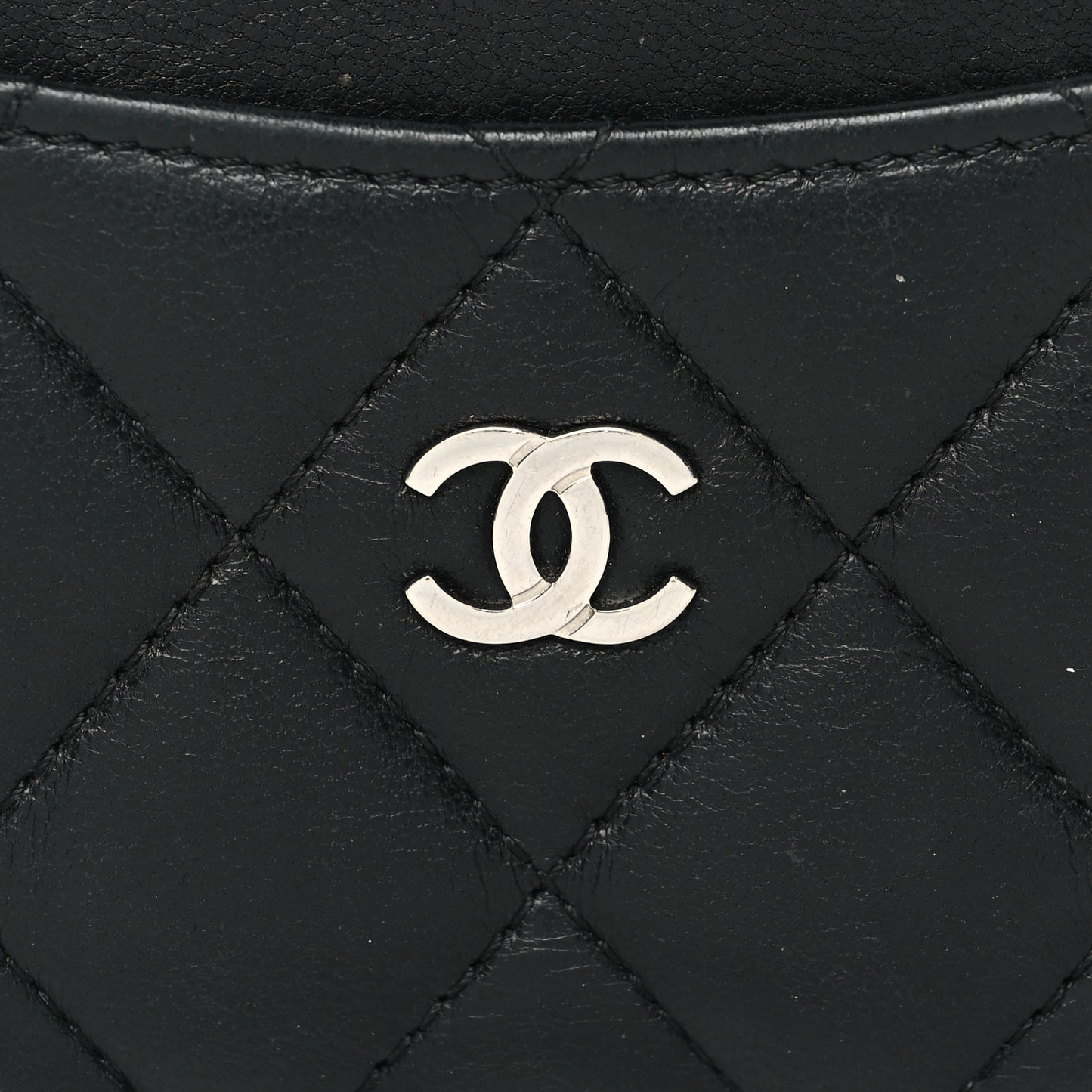 Lambskin Quilted Card Holder Black