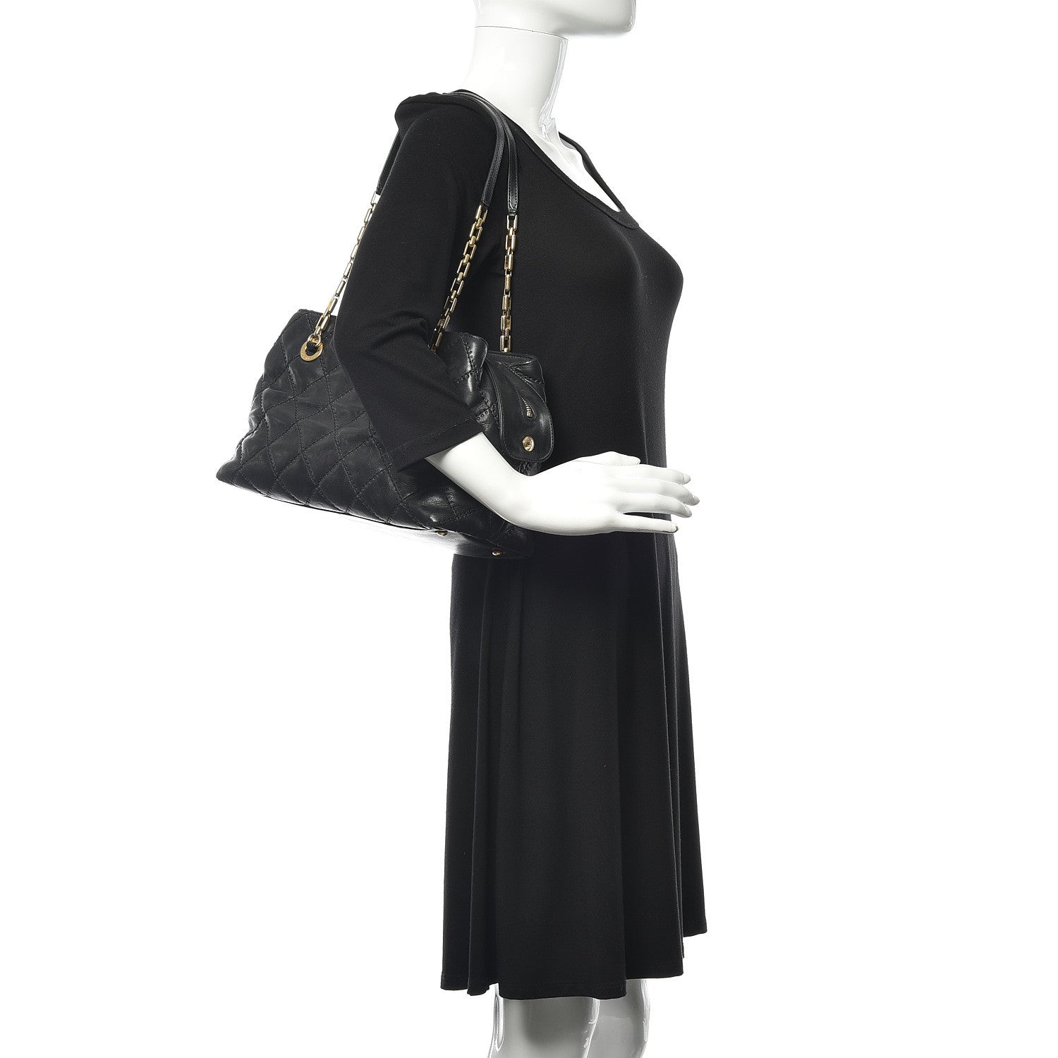 Chanel Calfskin Quilted Retro Chain Tote Black 2 of 14