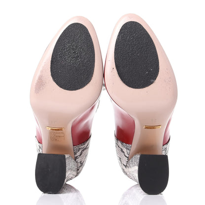 Gucci Polished Calfskin Elaphe Nimue Bow Mary Jane Pumps 38 Hibiscus Red Roccia 6 of 9