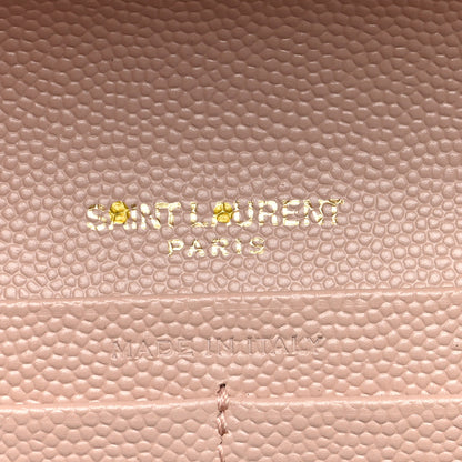 Saint Laurent Grain De Poudre Matelasse Chevron Monogram Flap Wallet Pink 6 of 6