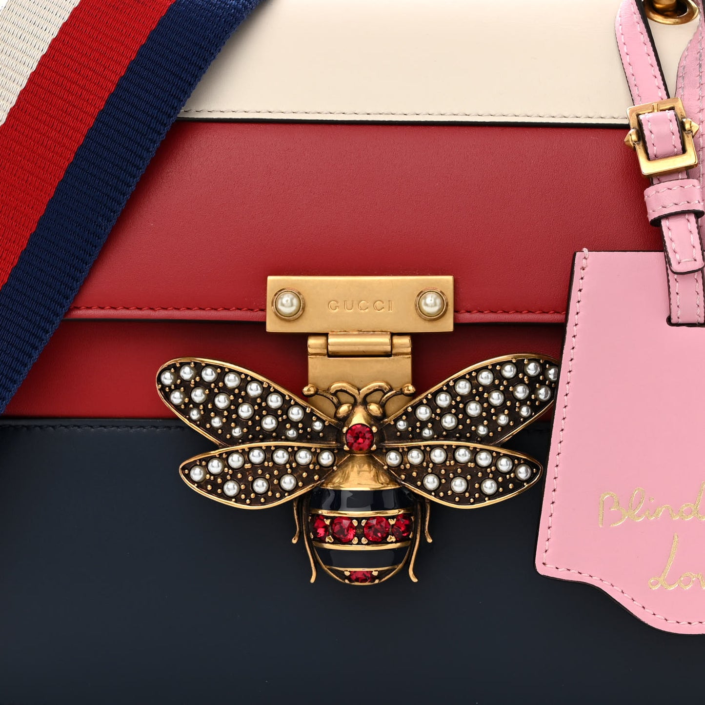 Calfskin Sylvie Web Small Queen Margaret Top Handle Bag Blue Agata Hibiscus Red Mystic White Sugar Pink