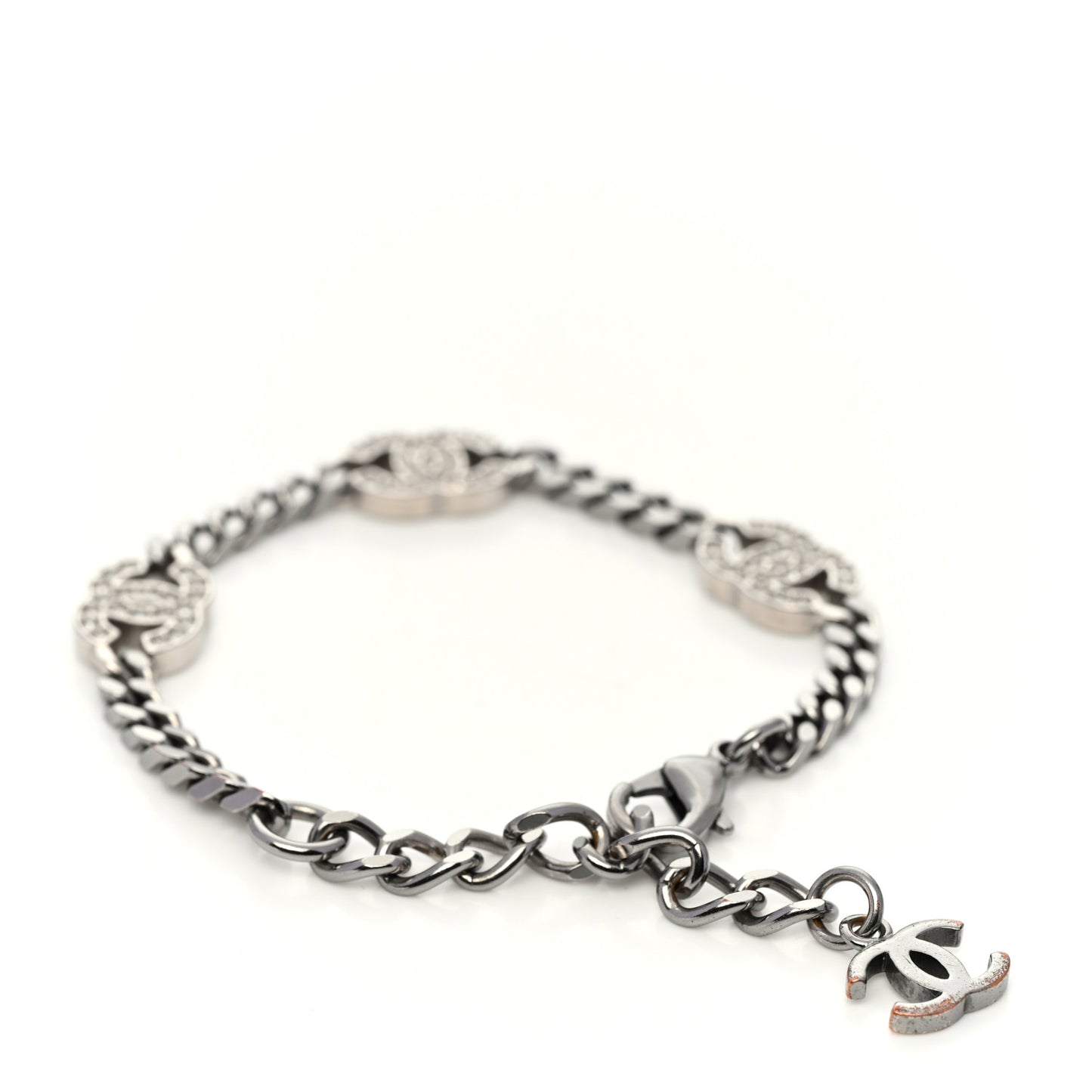 Crystal CC Chain Bracelet Silver