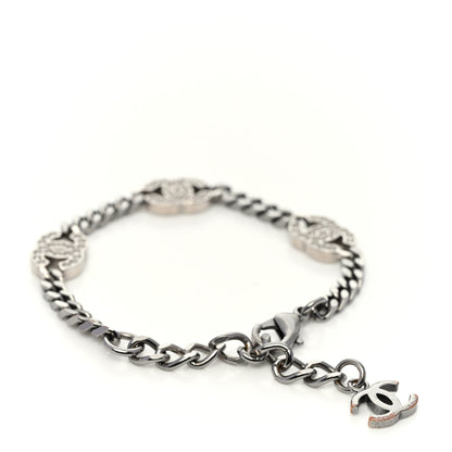 Chanel Crystal CC Chain Bracelet Silver 3 of 4