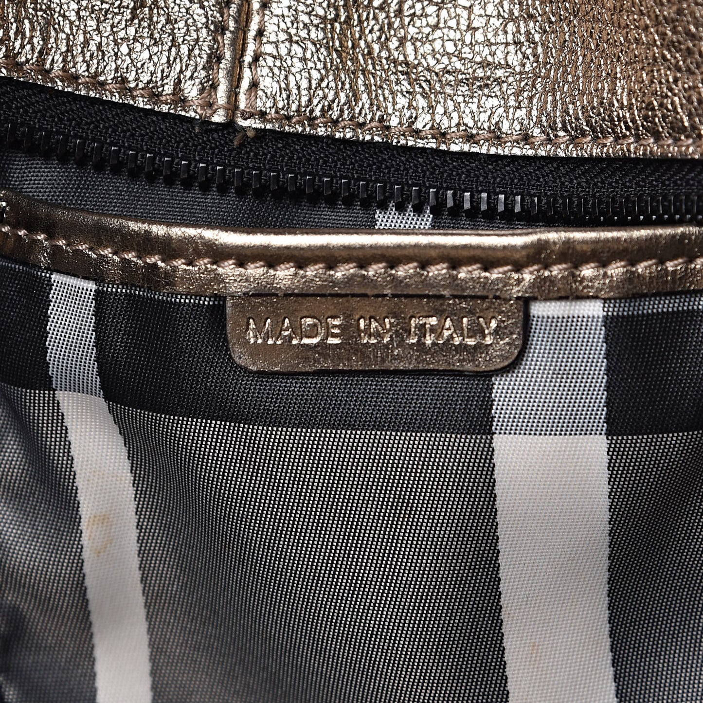 Metallic Grained Calfskin Small Curzon Satchel Gold
