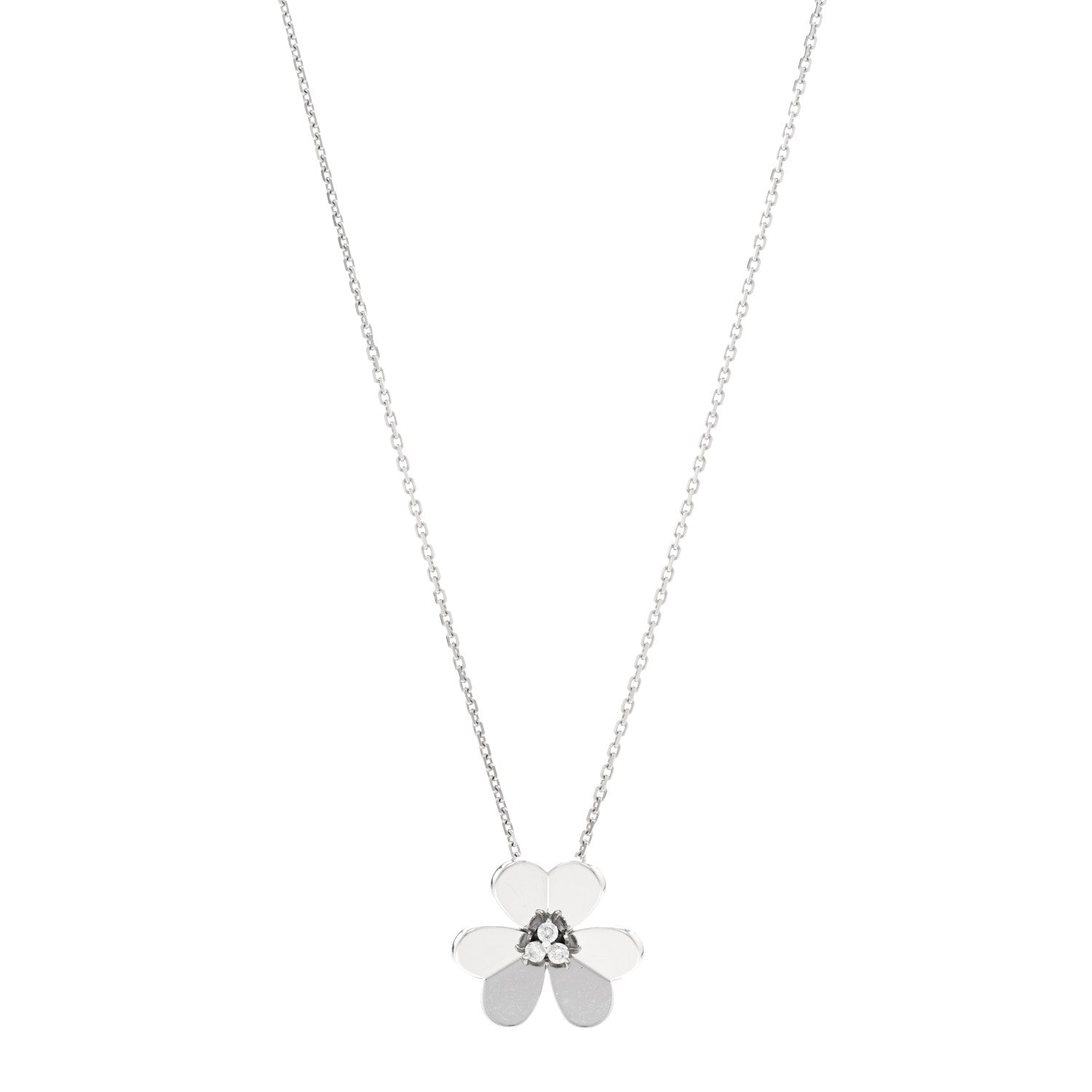 Van Cleef & Arpels 18K White Gold Diamond Large Frivole Pendant Necklace 1 of 4
