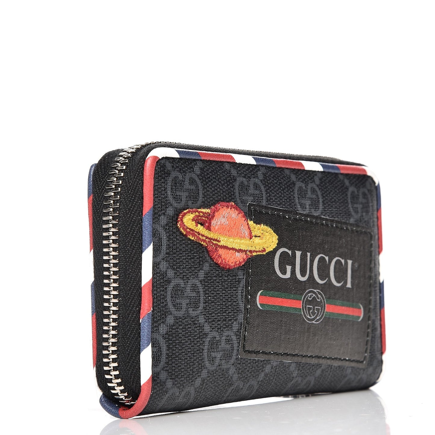 GG Supreme Monogram Night Courrier Embroidered Zip Around Card Case