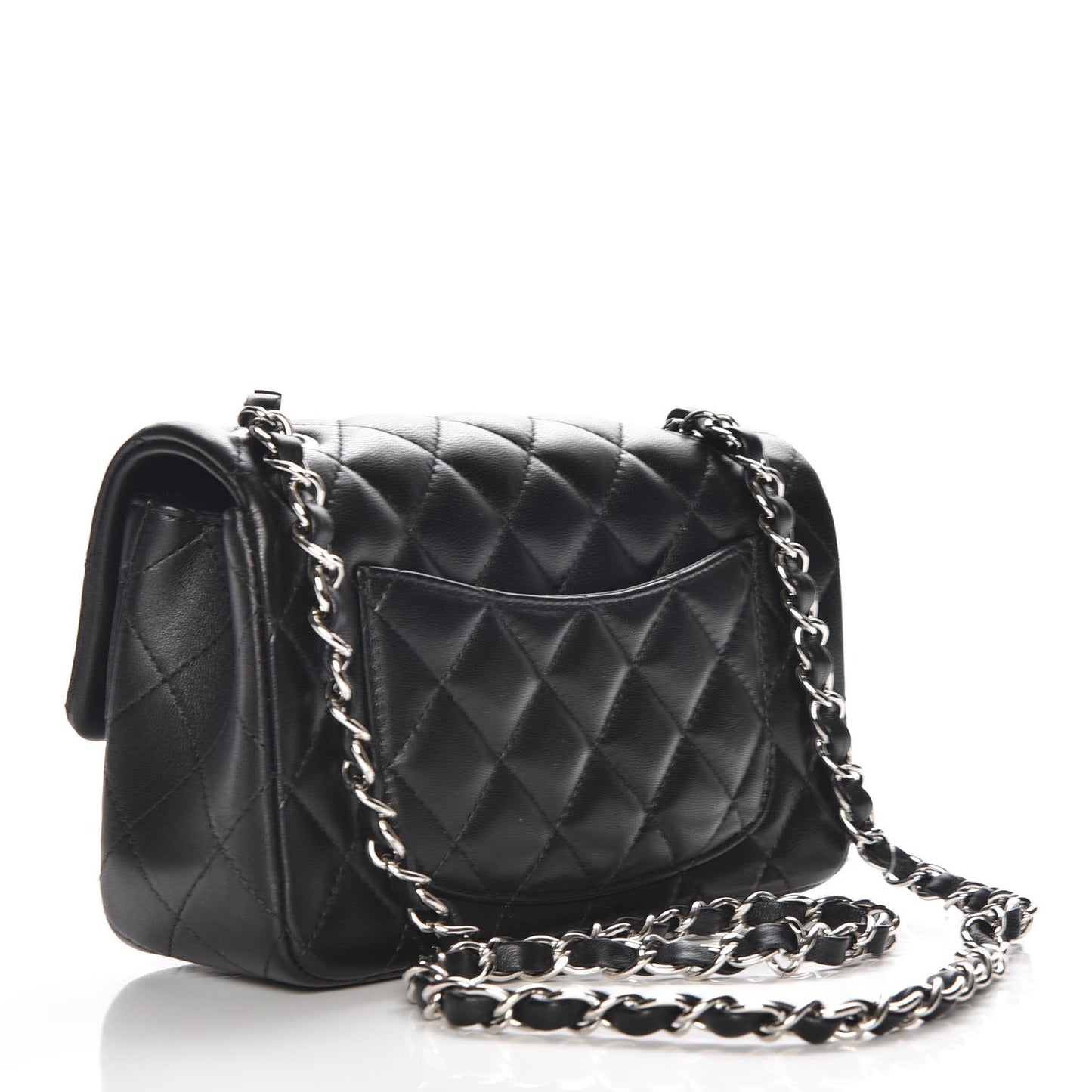 Lambskin Quilted Mini Rectangular Flap Black