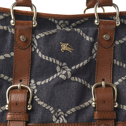 Burberry Calfskin Denim Rope Print Bag Blue 10 of 11