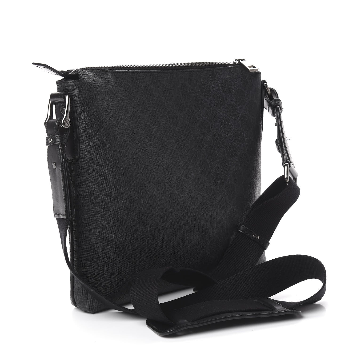 Gucci GG Supreme Monogram Crossbody Messenger Bag Black Grey 2 of 10