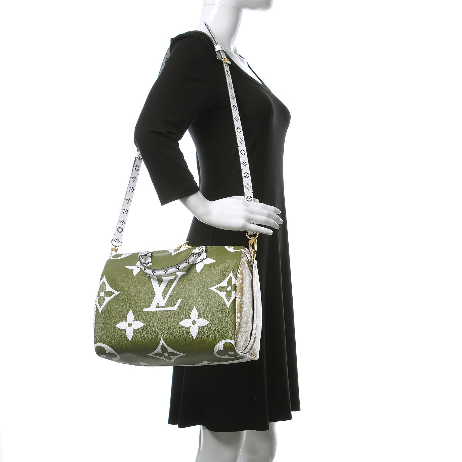 Louis Vuitton Monogram Giant Speedy Bandouliere 30 Kaki Beige 2 of 10