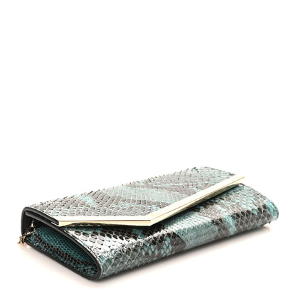 Jimmy Choo Snakeskin Emmie Clutch Blue 4 of 9