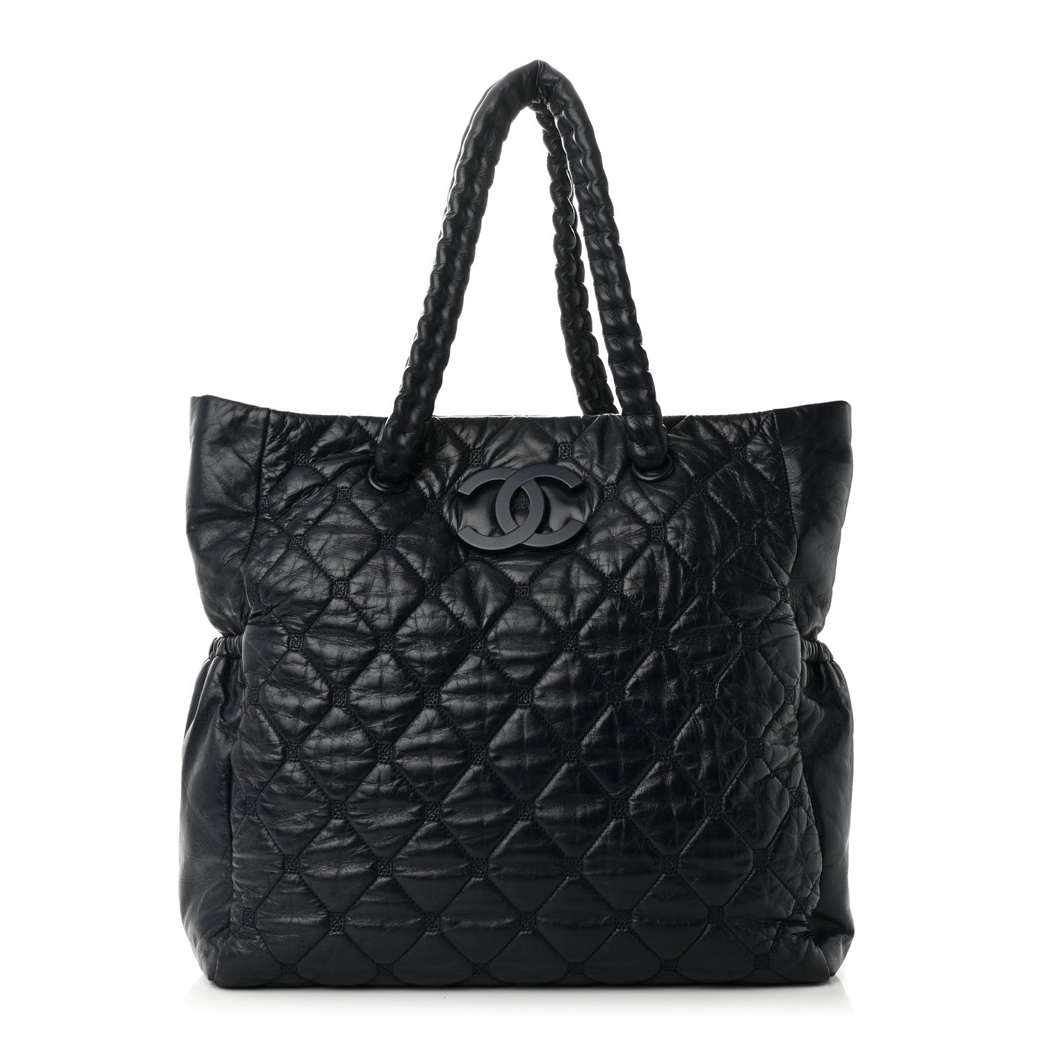 Chanel Lambskin Quilted Hidden Chain Tote Navy 1 of 10