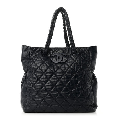 Chanel Lambskin Quilted Hidden Chain Tote Navy 1 of 10
