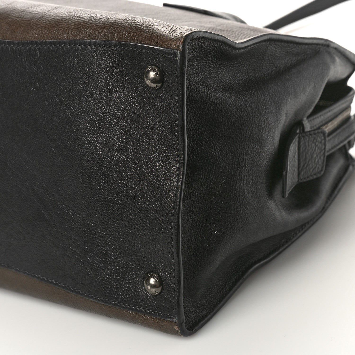 Prada Glace Calfskin Zip Tote Moro Black 8 of 12