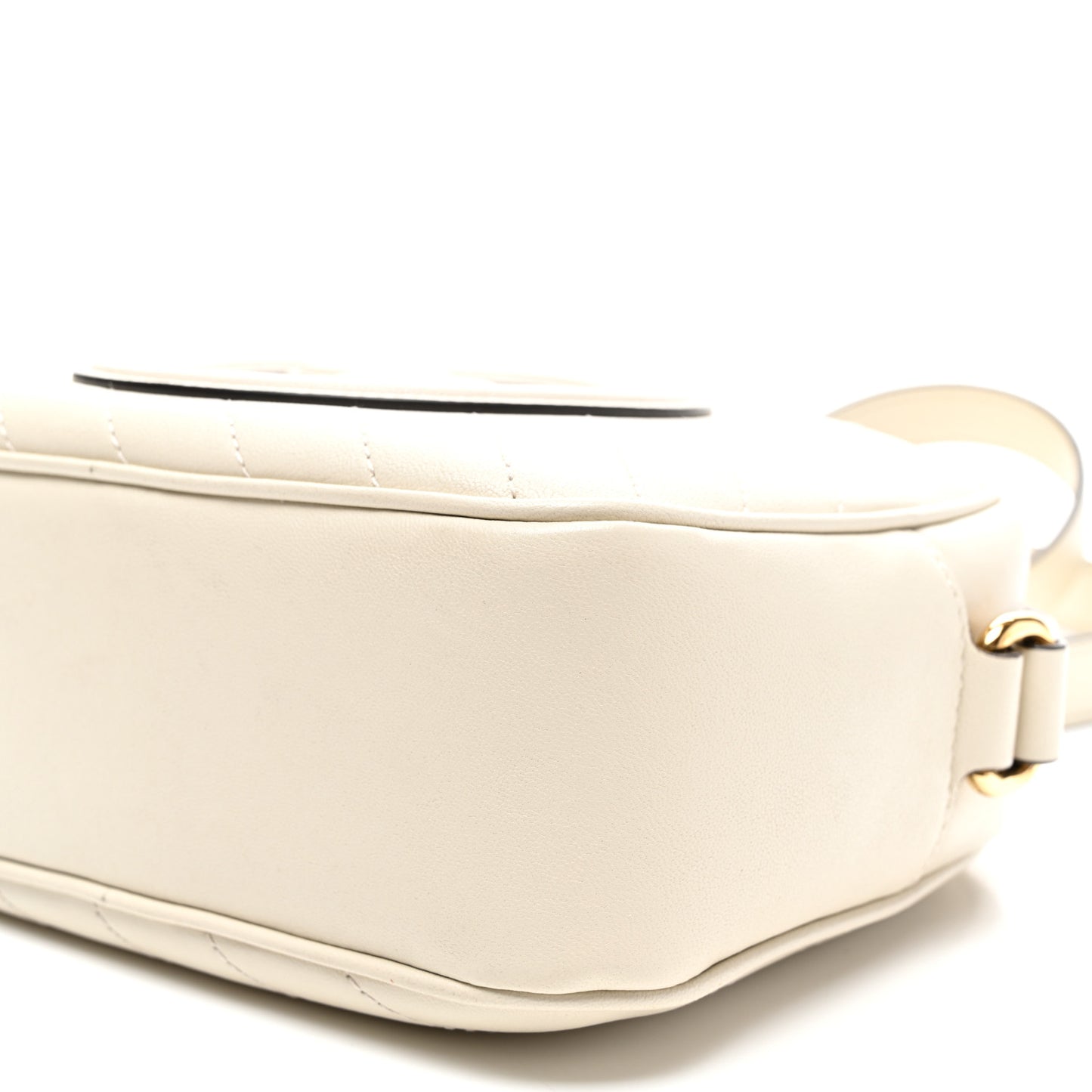 Sakai Be Green Calfskin Diagonal Stitched Small Blondie Shoulder Bag Mystic White