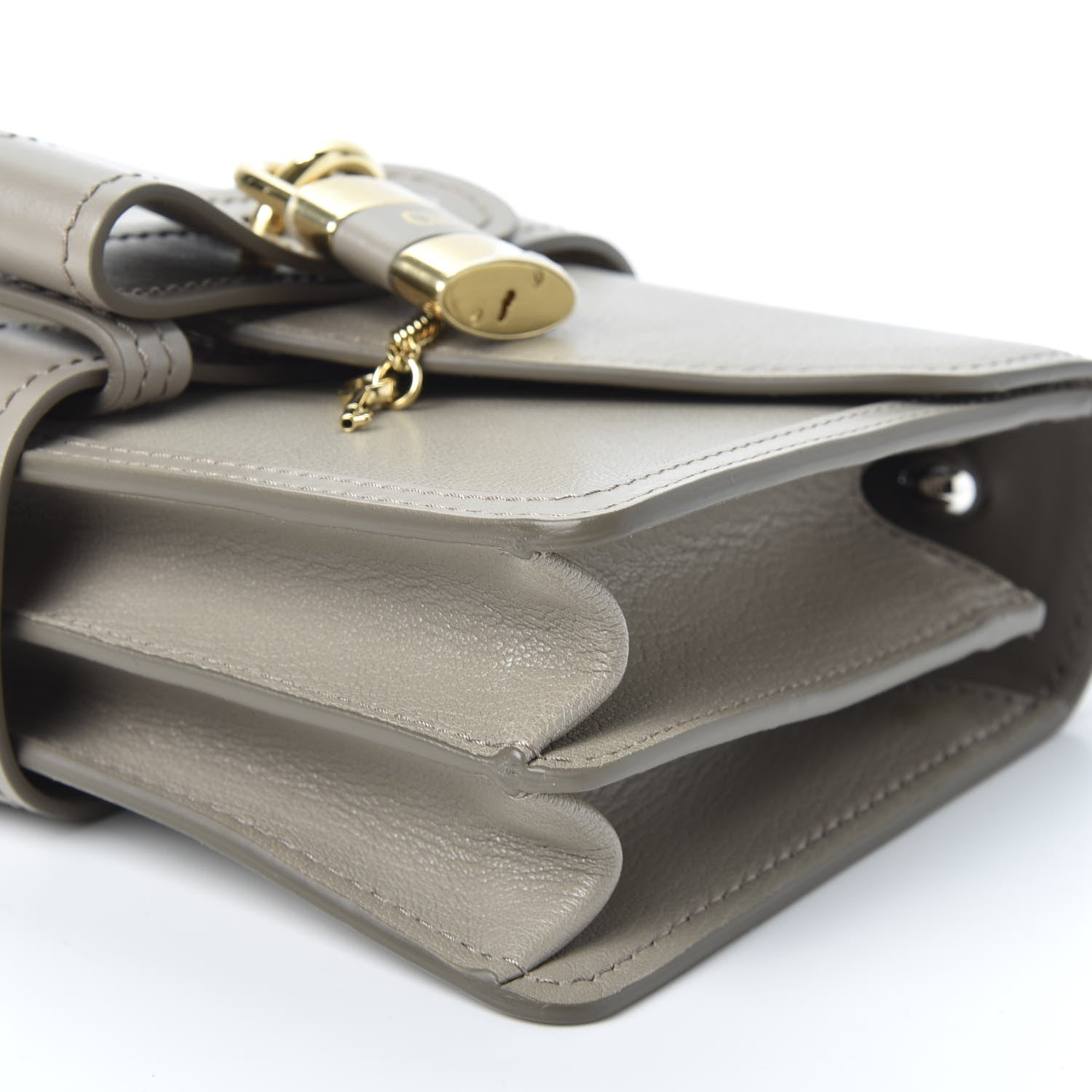 Chloe Shiny Goatskin Calfskin Aby Chain Shoulder Bag Motty Grey 6 of 9
