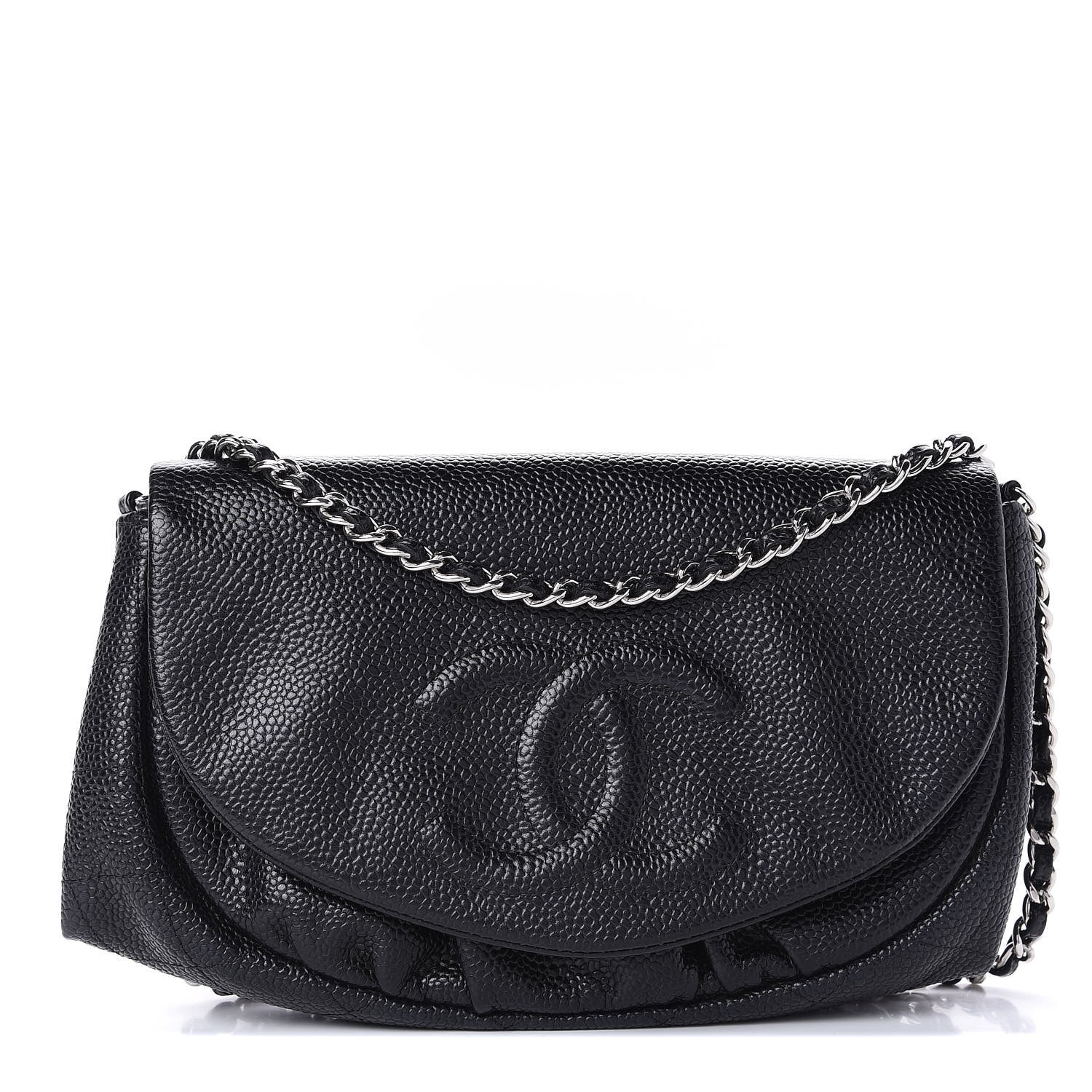 Chanel Caviar Half Moon Wallet On Chain WOC Black 1 of 11
