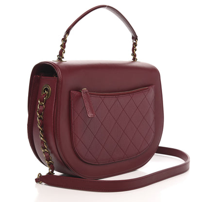Chanel Shiny Calfskin Goatskin Quilted Medium Coco Curve Messenger Flap Burgundy 3 of 11
